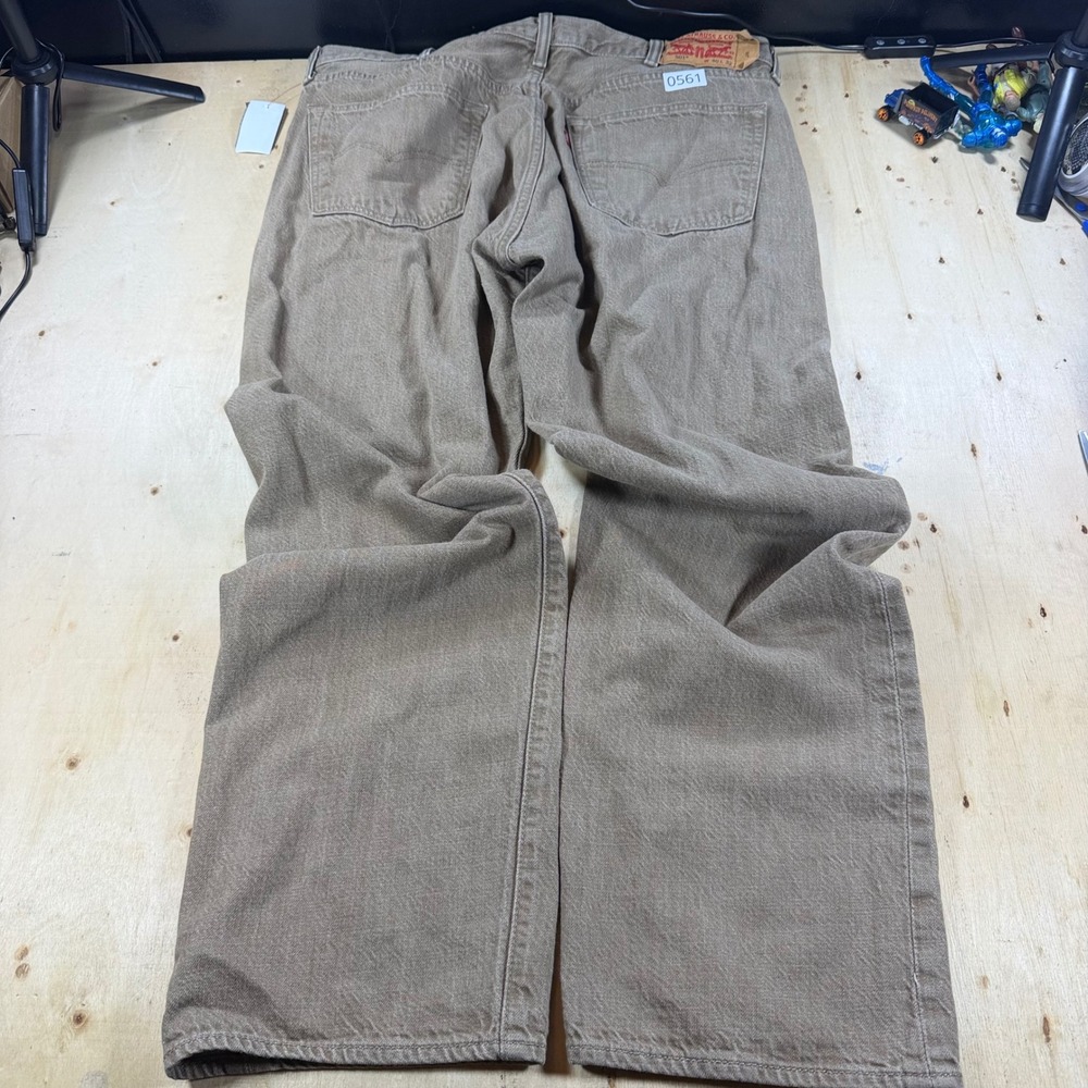 Levis 501 Original Fit Brown White Oak Cone Denim Jeans Mens 40x32 Button Fly - Picture 3 of 6